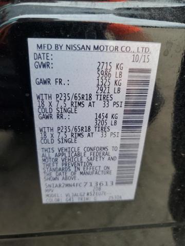 5N1AR2MN4FC713613 - 2015 NISSAN PATHFINDER S BLACK photo 13