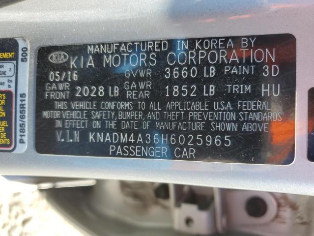 KNADM4A36H6025965 - 2017 KIA RIO LX SILVER photo 12