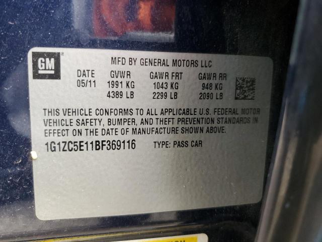 1G1ZC5E11BF369116 - 2011 CHEVROLET MALIBU LS1 1LT BLUE photo 12