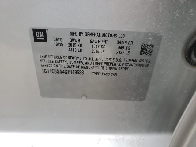 1G11C5SA4GF149638 - 2016 CHEVROLET MALIBU LIM LT 银色 照片 12