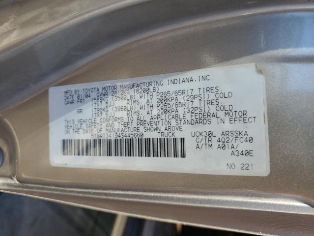 5TBRT34194S445660 - 2004 TOYOTA TUNDRA ACCESS CAB SR5 TAN photo 13
