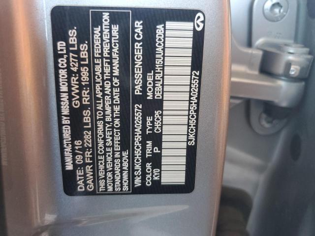 SJKCH5CP5HA025572 - 2017 INFINITI QX30 BASE SILVER photo 12