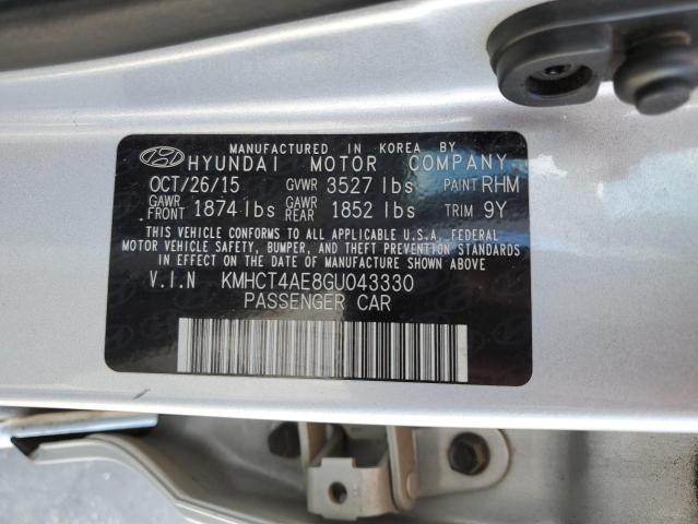 KMHCT4AE8GU043330 - 2016 HYUNDAI ACCENT SE SILVER photo 13