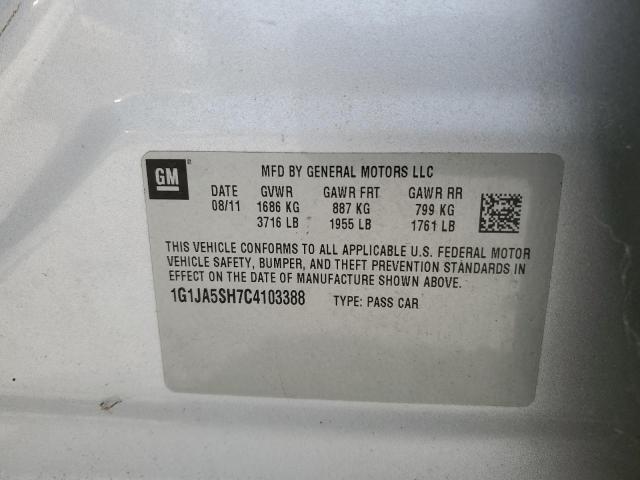 1G1JA5SH7C4103388 - 2012 CHEVROLET SONIC LS 银色 照片 12