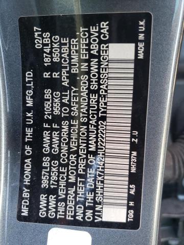 SHHFK7H42HU222202 - 2017 HONDA CIVIC SPORT 灰色 照片 12