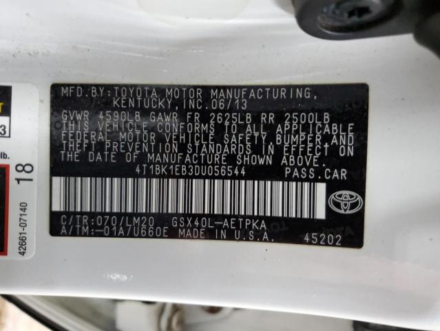 4T1BK1EB3DU056544 - 2013 TOYOTA AVALON BASE 白色 照片 12