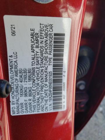 19XZE4F95NE001925 - 2022 HONDA INSIGHT TOURING RED photo 13