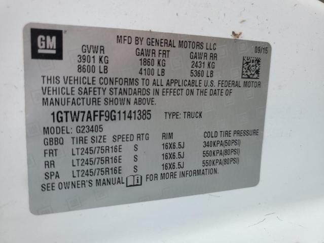 1GTW7AFF9G1141385 - 2016 GMC SAVANA G2500 WHITE photo 13