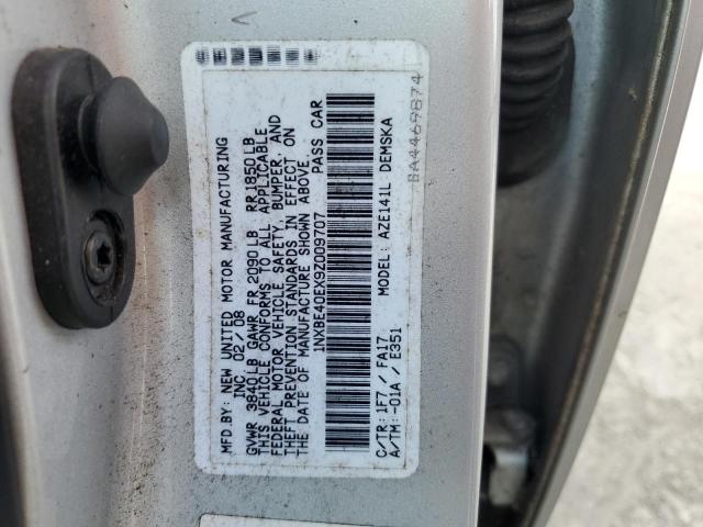 1NXBE40EX9Z009707 - 2009 TOYOTA COROLLA XRS SILVER photo 12