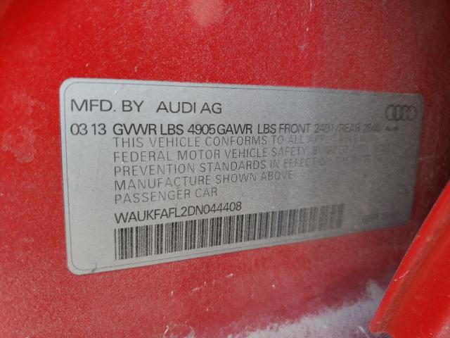 WAUKFAFL2DN044408 - 2013 AUDI A4 PRESTIGE RED photo 13