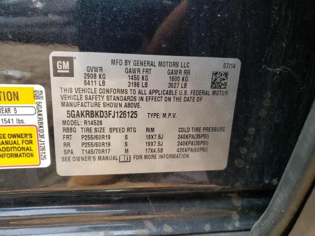 5GAKRBKD3FJ126125 - 2015 BUICK ENCLAVE BLACK photo 13