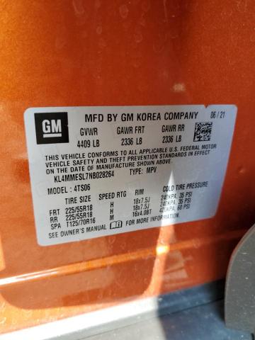 KL4MMESL7NB028264 - 2022 BUICK ENCORE GX SELECT ORANGE photo 12