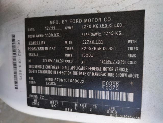 NM0LS7CN1CT088032 - 2012 FORD TRANSIT CO XL WHITE photo 13