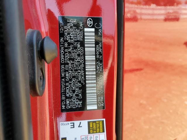 JTDKARFP8H3067020 - 2017 TOYOTA PRIUS PRIM BURGUNDY photo 13