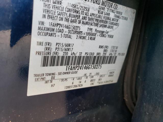 1FAHP24146G150275 - 2006 FORD FIVE HUNDR SEL BLUE photo 12