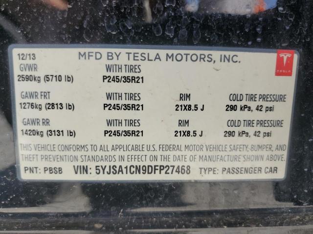 5YJSA1CN9DFP27468 - 2013 TESLA MODEL S Սև լուսանկար 13