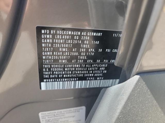 WVGBV7AX4BW528697 - 2011 VOLKSWAGEN TIGUAN S GRAY photo 10
