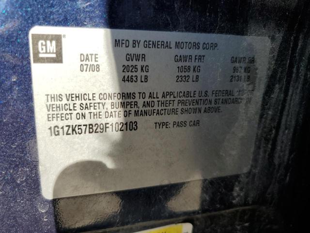 1G1ZK57B29F102103 - 2009 CHEVROLET MALIBU LTZ ლურჯი ფოტო 12