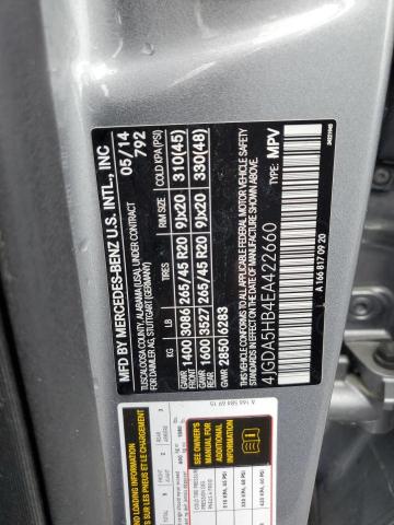 4JGDA5HB4EA422660 - 2014 MERCEDES-BENZ ML 350 4MATIC GRAY photo 14
