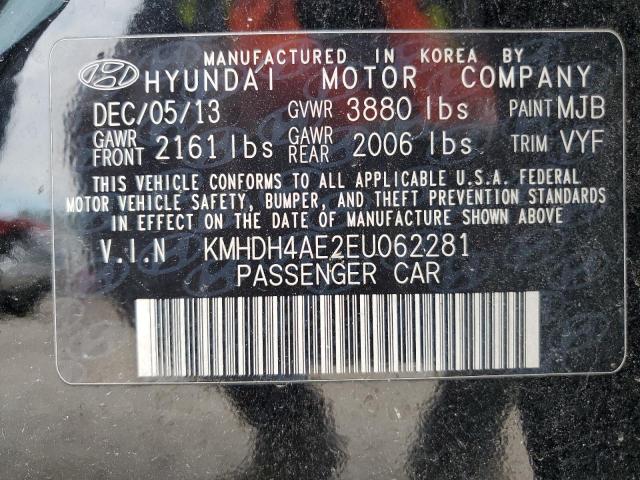 KMHDH4AE2EU062281 - 2014 HYUNDAI ELANTRA SE BLACK photo 13