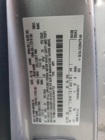 1FMCU0GD3JUC54172 - 2018 FORD ESCAPE SE SILVER photo 12