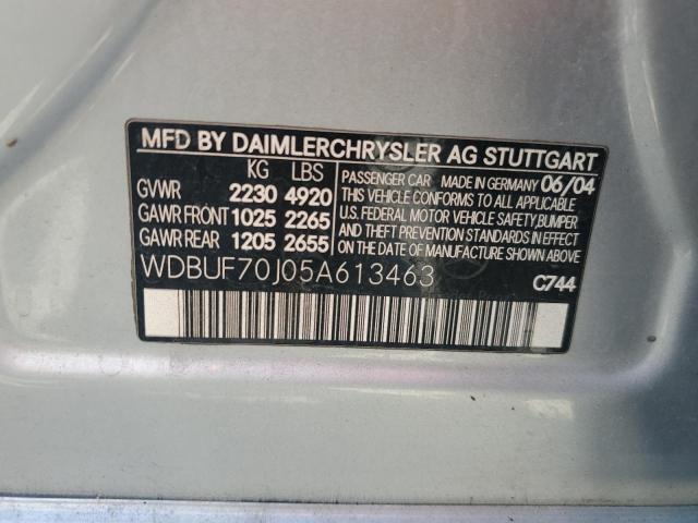 WDBUF70J05A613463 - 2005 MERCEDES-BENZ E 500 SILVER photo 12