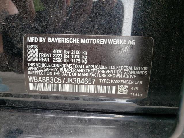 WBA8B3C57JK384657 - 2018 BMW 340 I Чорний фото 12