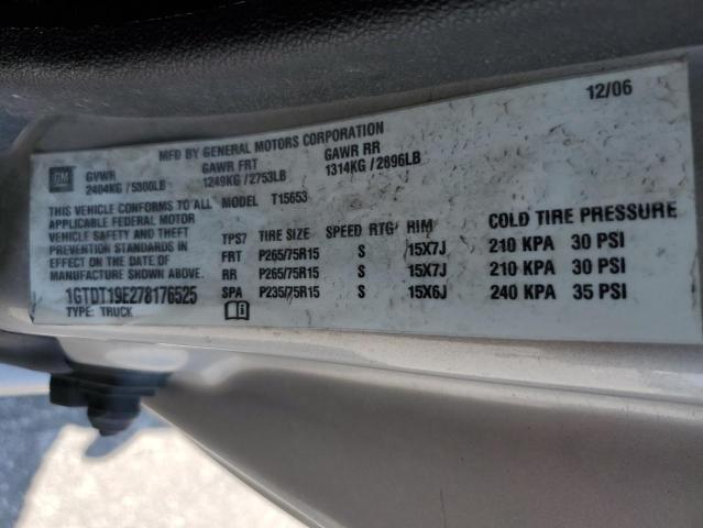 1GTDT19E278176525 - 2007 GMC CANYON SILVER photo 12