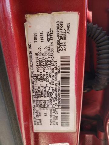 5TEGN92N01Z838446 - 2001 TOYOTA TACOMA DOUBLE CAB PRERUNNER BURGUNDY photo 12