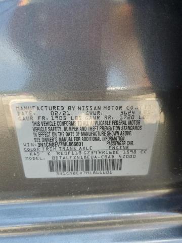 3N1CN8EV7ML866601 - 2021 NISSAN VERSA SV GRAY photo 12