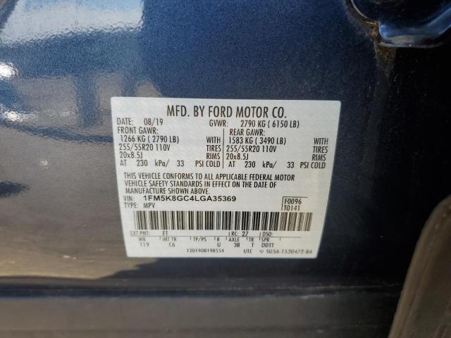 1FM5K8GC4LGA35369 - 2020 FORD EXPLORER ST BLUE photo 13