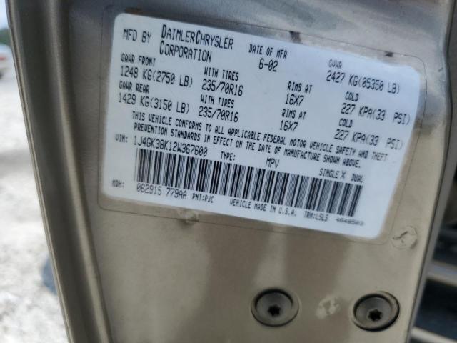 1J4GK38K12W367600 - 2002 JEEP LIBERTY RENEGADE TAN photo 13