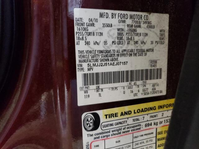 5LMJJ2J51AEJ07157 - 2010 LINCOLN NAVIGATOR 勃艮第红 照片 14