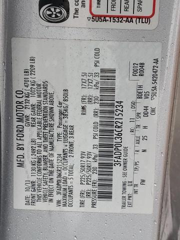 3FADP0L36CR215234 - 2012 FORD FUSION HYBRID SILVER photo 12