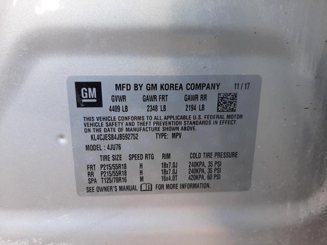 KL4CJESB4JB592752 - 2018 BUICK ENCORE PREFERRED Silber Foto 10