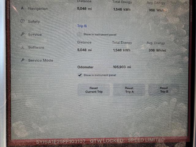 5YJSA1E25FF103107 - 2015 TESLA MODEL S 灰色 照片 9