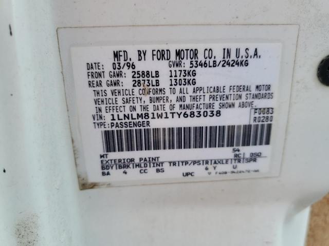 1LNLM81W1TY683038 - 1996 LINCOLN TOWN CAR EXECUTIVE WHITE photo 12