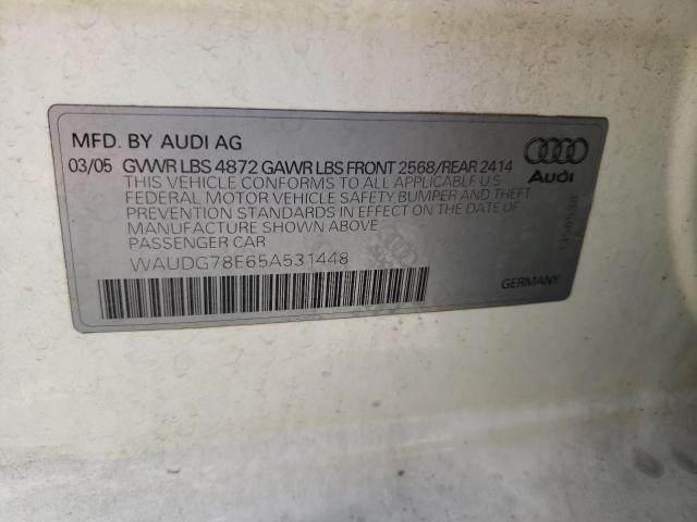 WAUDG78E65A531448 - 2005 AUDI A4 3.2 QUATTRO WHITE photo 12