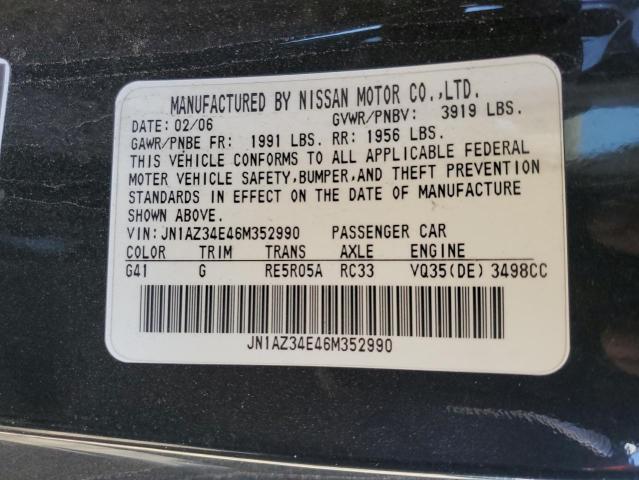JN1AZ34E46M352990 - 2006 NISSAN 350Z COUPE BLACK photo 12