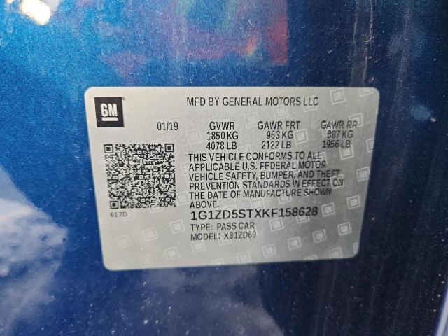 1G1ZD5STXKF158628 - 2019 CHEVROLET MALIBU LT BLUE photo 12