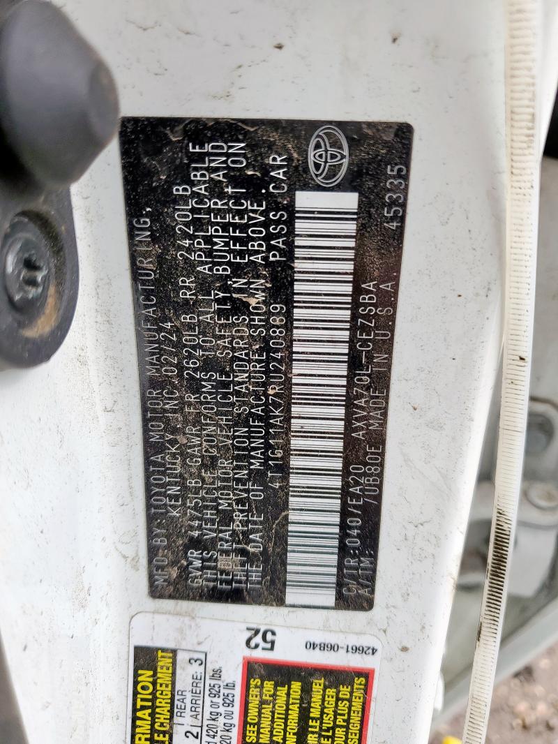 4T1G11AK7RU240889 - 2024 TOYOTA CAMRY SE NIGHT SHADE WHITE photo 13