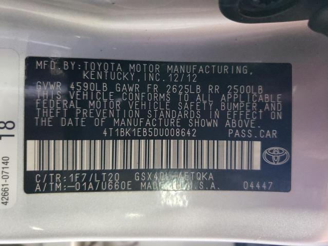 4T1BK1EB5DU008642 - 2013 TOYOTA AVALON BASE Ağ foto 12