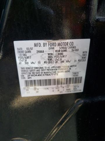 2FMDK49CX7BA77172 - 2007 FORD EDGE SEL PLUS BLACK photo 10