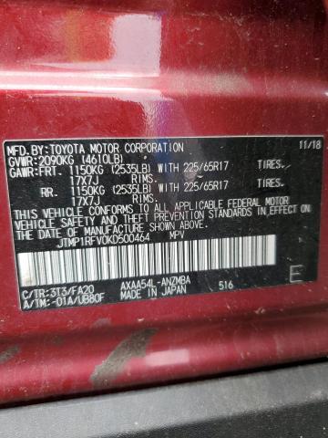 JTMP1RFV0KD500464 - 2019 TOYOTA RAV4 XLE RED photo 13