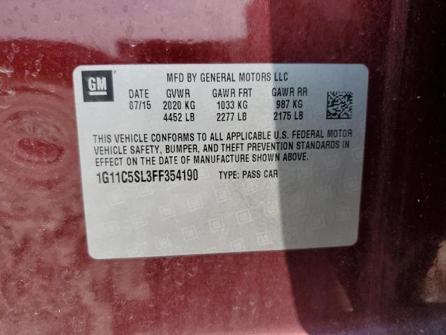 1G11C5SL3FF354190 - 2015 CHEVROLET MALIBU 1LT 勃艮第红 照片 12