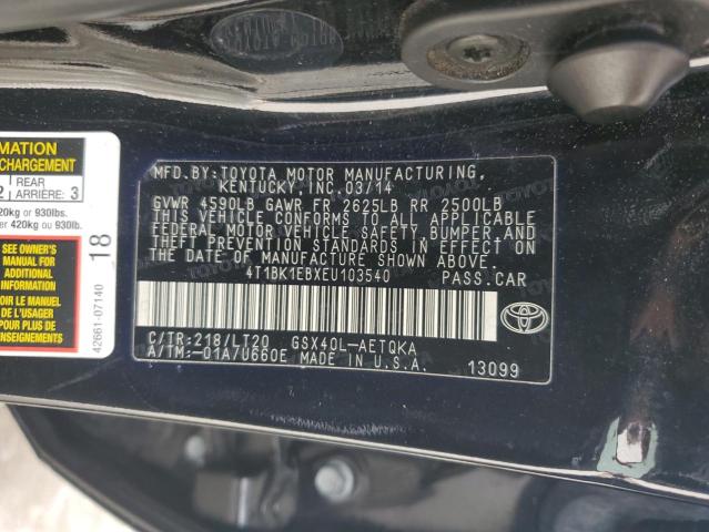 4T1BK1EBXEU103540 - 2014 TOYOTA AVALON BASE BLACK photo 13
