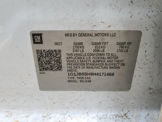 1G1JB5SH9H4171468 - 2017 CHEVROLET SONIC LS WHITE photo 12