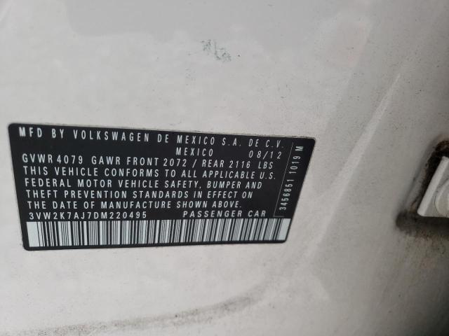 3VW2K7AJ7DM220495 - 2013 VOLKSWAGEN JETTA BASE أبيض صورة 12