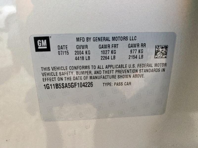 1G11B5SA5GF104226 - 2016 CHEVROLET MALIBU LIM LS 金色 照片 12