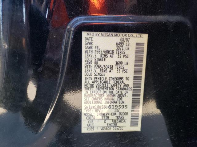 5N1BR18B58C619595 - 2008 NISSAN PATHFINDER LE 黑色 照片 12